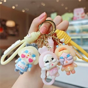 Creative Flocking Crying Baby Keychain Crying Girl Cute Cartoon Doll Girl Bag Pendant Small Gift Wholesale