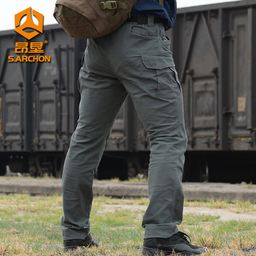 Angken Thunder Tactical Pants Men's Spring and Autumn Slim Stretch Outdoor Workwear Military Fan Pants Special Forces Functional Training Pants