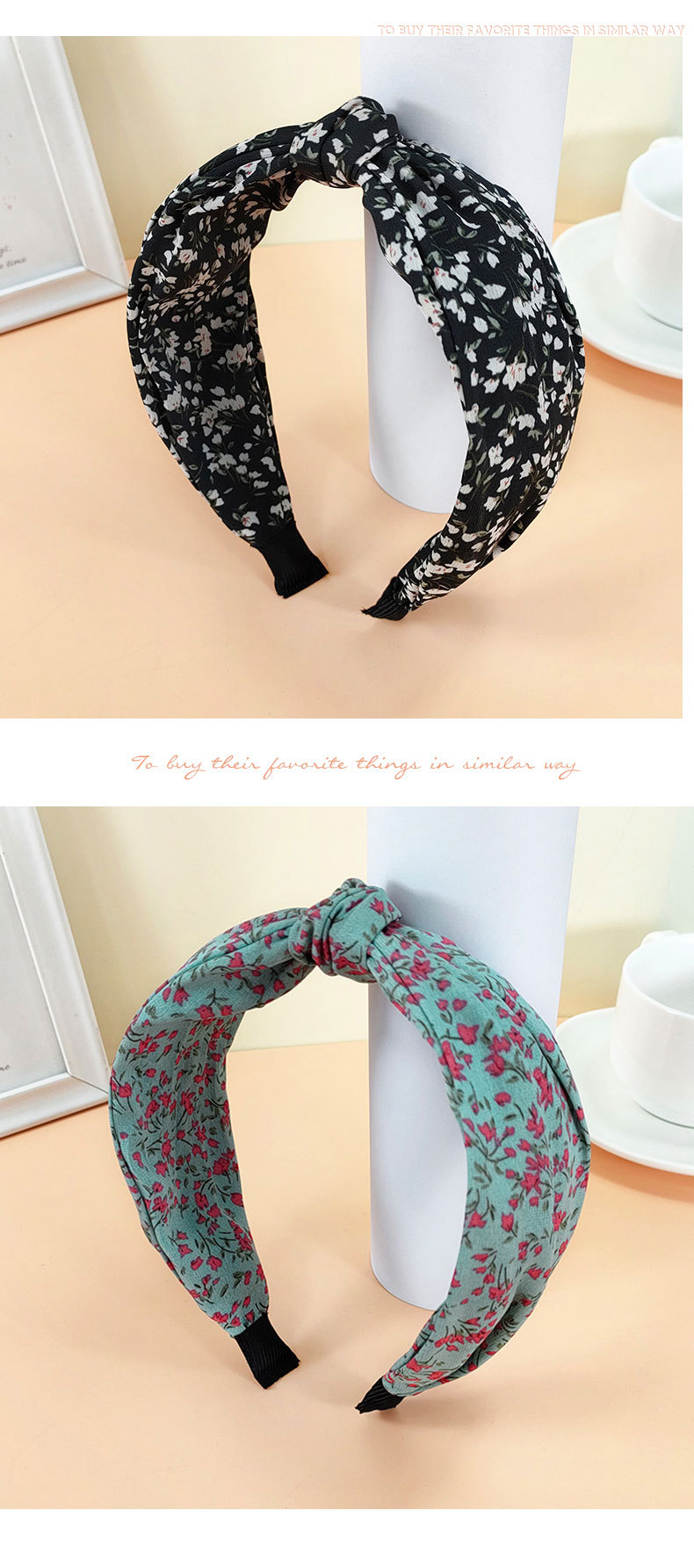 Classic Floral Knotted Retro Wide-sided Double-layer Twisted Hairpin Headband display picture 4