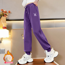 女童裤子秋冬2024新款洋气儿童加绒卫裤束脚裤中大童百搭时髦长裤