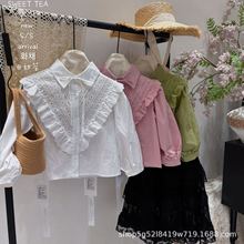 奶萌女童衬衫110-150码2026春款韩版洋气拼接衬衣  甜茶2621