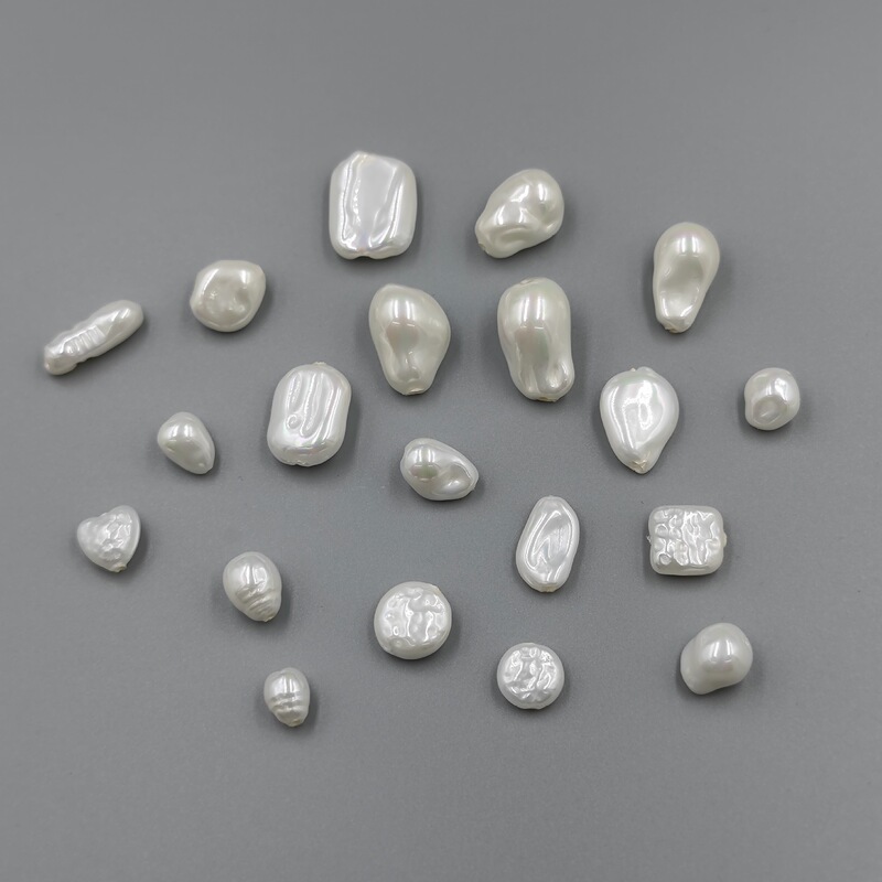 Baroque Pearl Straight Hole White Colored Bead-like Shijia Pearl Shaped Flake Beaded DIY Accessories Baroque Pearl Straight Hole White Colored Bead-like Shijia Pearl Shaped Flake Beaded DIY Accessories