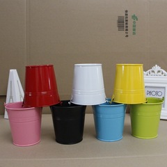 Iron flower bucket flower arrangement device flower shop decoration gardening succulent flower pot painted bucket mini candy color small iron bucket