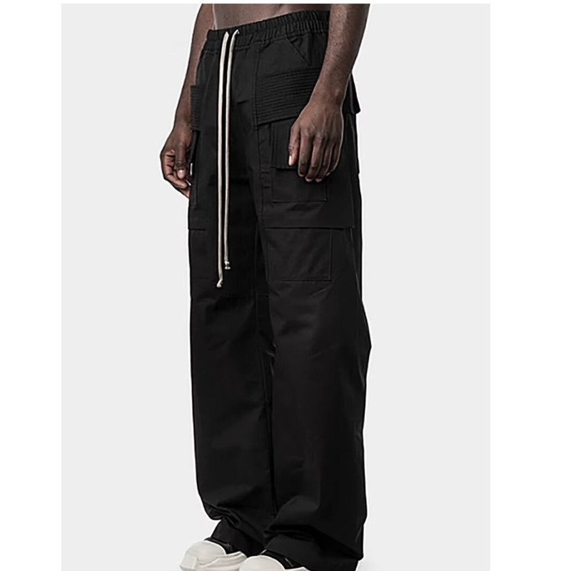 2025 Dark Ro Wind Motorcycle Double Ring Knitted Fabric Drawstring Multi-Pocket Wide Leg Cargo Pants Men's Style