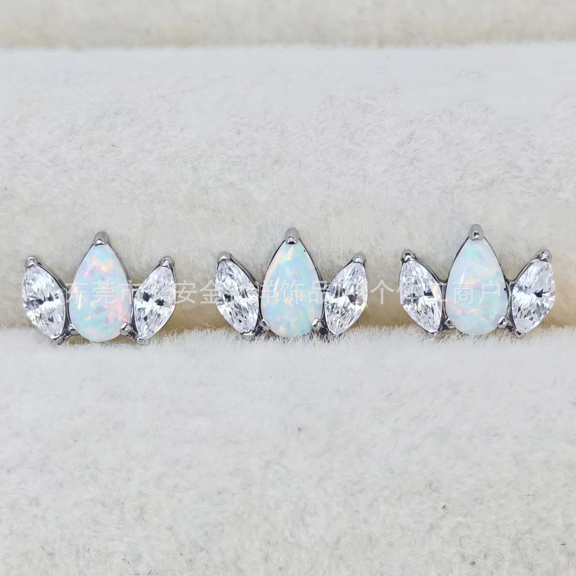 F136 Titanium Water Drop Australian Zircon Lip Piercing Ear Bone Stud G23 Alloy Body Jewelry detail image 4