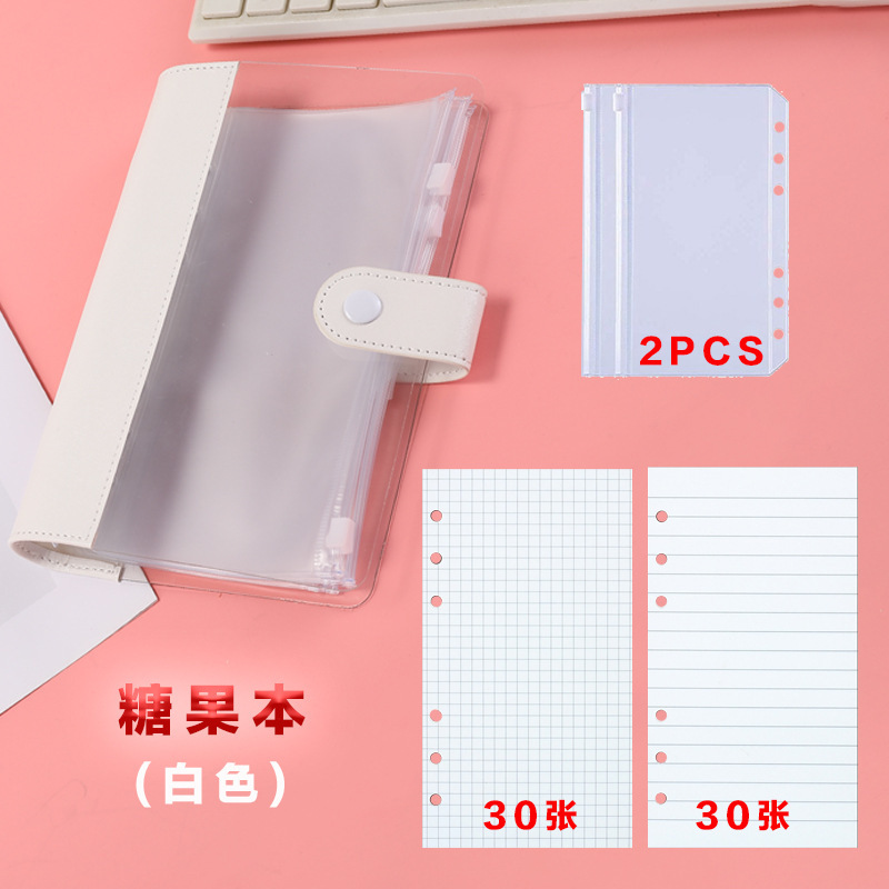 創意的な白黒のつなぎ合わせの皮質の透明なpvcのバインダーの本の外殻の6穴の金属は学生のノートの手帳を挟みます。|undefined