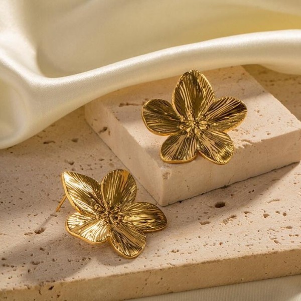 golden retro brand earrings