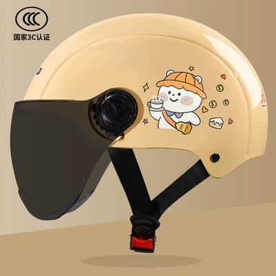 Helmet for Men and Women Summer | Motosiklet kaskı (dəbilqə) - apricot-yellow-brown-short-mirror