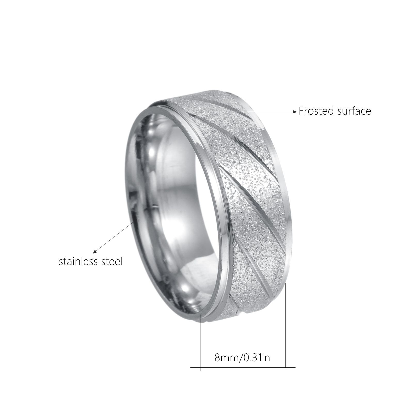 New matte bevel personalized design men's wedding ring simple fashion explosion_voghion.com