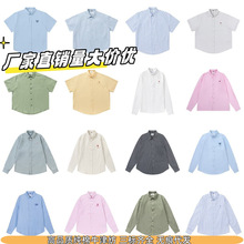 潮牌Am小爱心刺绣衬衫休闲短袖宽松百搭男女情侣款艾米棉质长袖