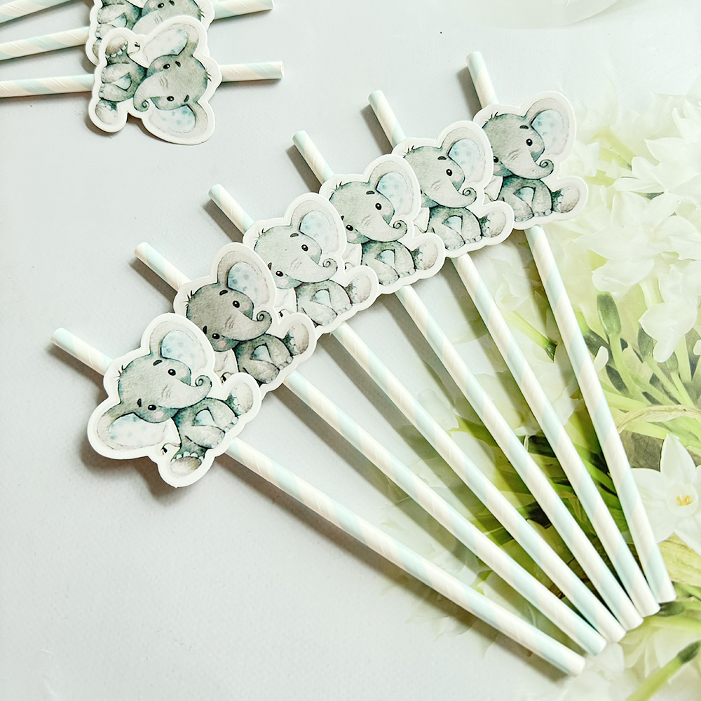 Amazon crossover nuevo elefante pequeño pastel de pajita plug-in tema animal fiesta de carnaval postre signo de elefante