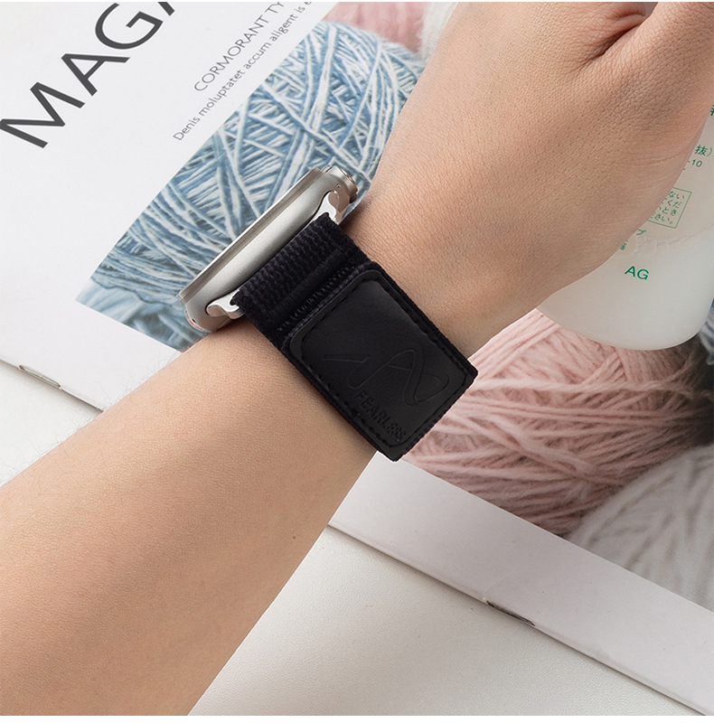 Nylon wild-diameter leather label loop watch strap is suitable for Apple watch series S6789Ultr undefined