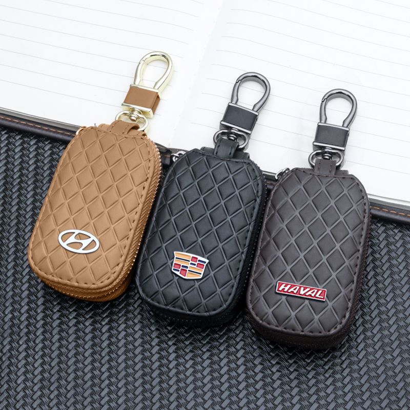 Car Key Case for Men and Women, Creative Genuine Leather Personalized Car Remote Control Protective Cover, Suitable for Volkswagen, Toyota, Hyundai, Mercedes-Benz