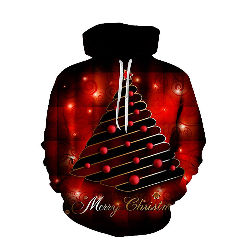 Cross-Border European and American Halloween Christmas Horror Night 3D Digital Printing Hooded Long-Sleeved Sweatshirt Cos Peripheral Factory Wholesale