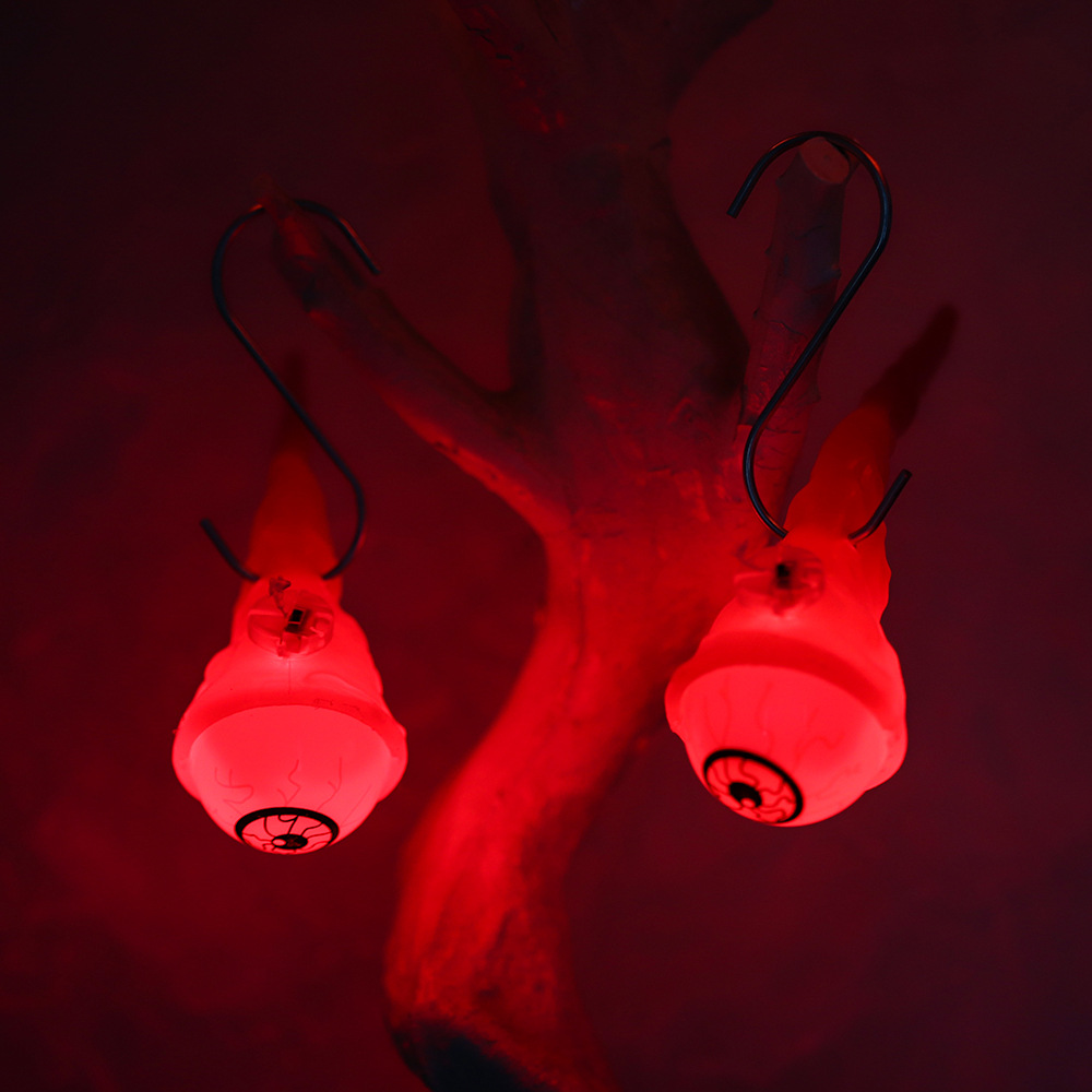 Decoración de Halloween araña luminosa simulación engañosa de plástico araña negra juguete festival de fantasmas LED globo ocular lámpara de araña