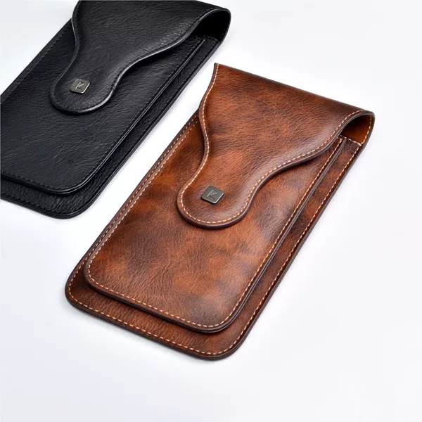 Cross-Border Original Crazy Horse Leather Multifunctional Men's Waist Bag for Mobile Phone Waist Bag Retro Outdoor Card Holder Large Capacity