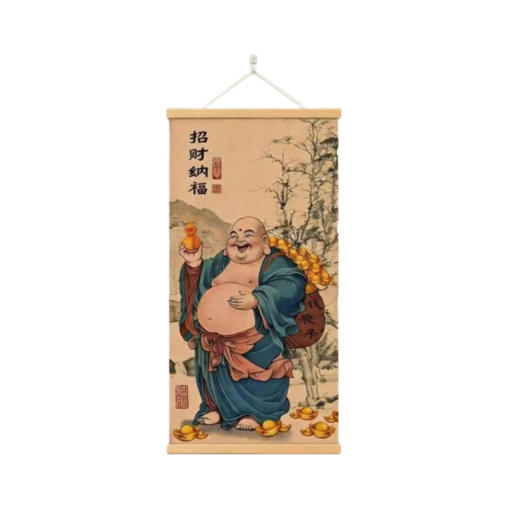New Chinese style Maitreya Buddha hanging painting, entrance hall, living room decoration painting, lucky scroll painting, Zen home mural 5