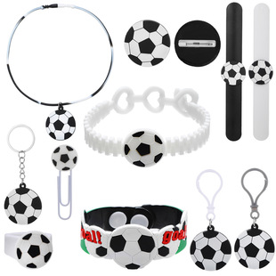 Cross-border new children's football party set Sports series PVC soft rubber ring snap ring bracelet toy