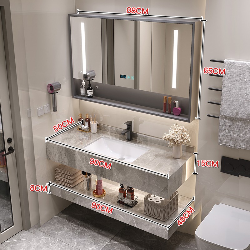 Gabinete de baño moderno y simple combinación de encimera de cerámica de pizarra brillante hotel de alojamiento residencial inodoro lavabo lavabo