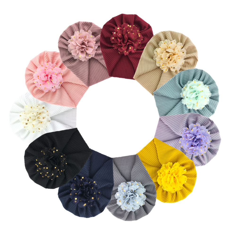 Style Simple Couleur Unie Fleur Chiffon Beanie display picture 2