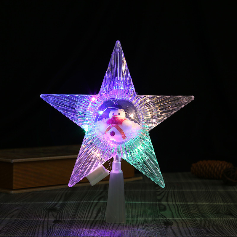 Nuevo árbol de Navidad LED decoración de estrella de luz transparente caja de baterías de color cálido cable de cobre con lámpara de estrella pentagonal transfronteriza