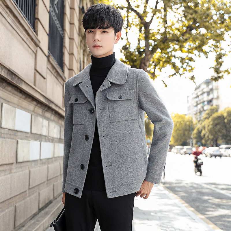 (Cross-border trading), fashionable short demi-season double-sided woolen coat, slim fit
