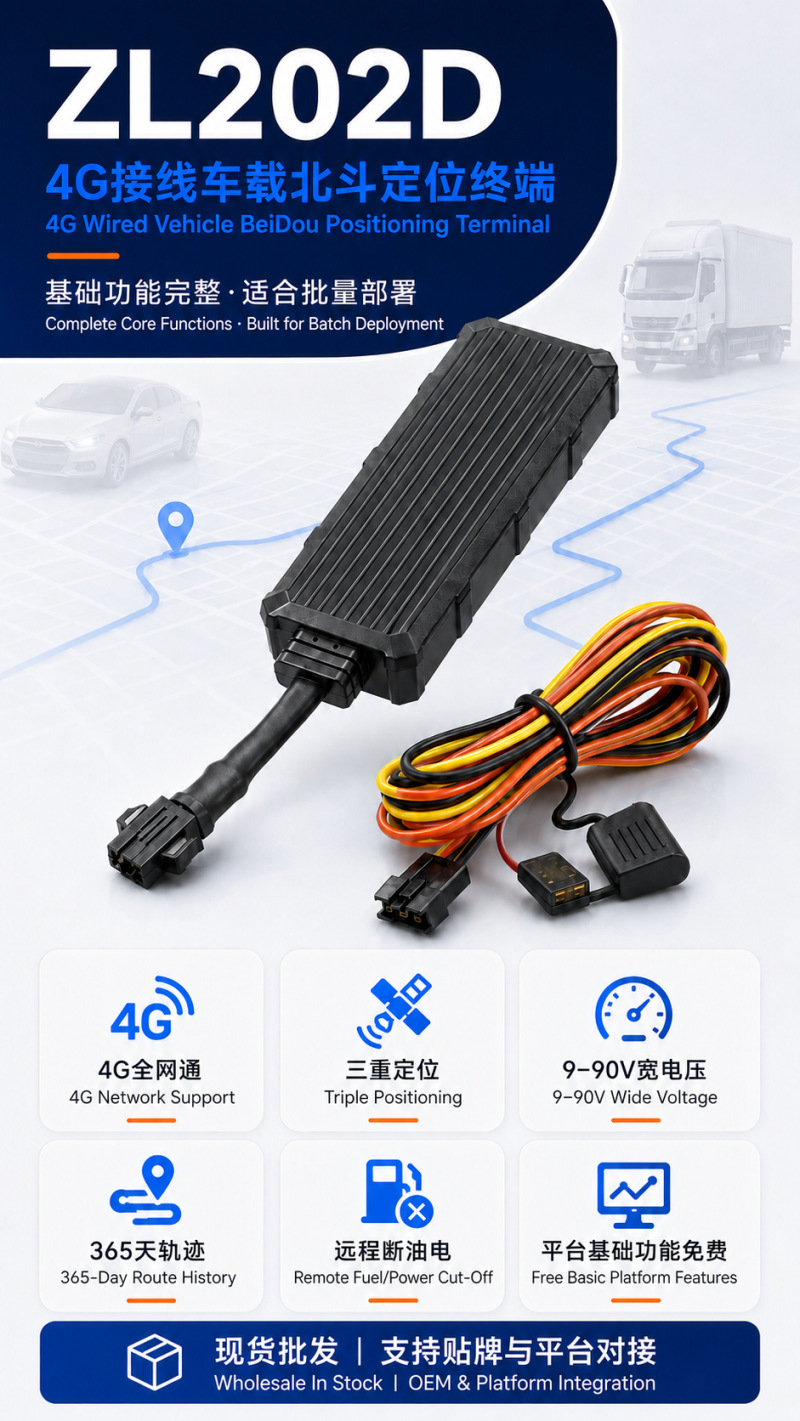 4G vehicle-mounted Beidou locator for cars, trucks, and electric vehicles, wired remote fuel and power cut-off fleet management terminal wholesale