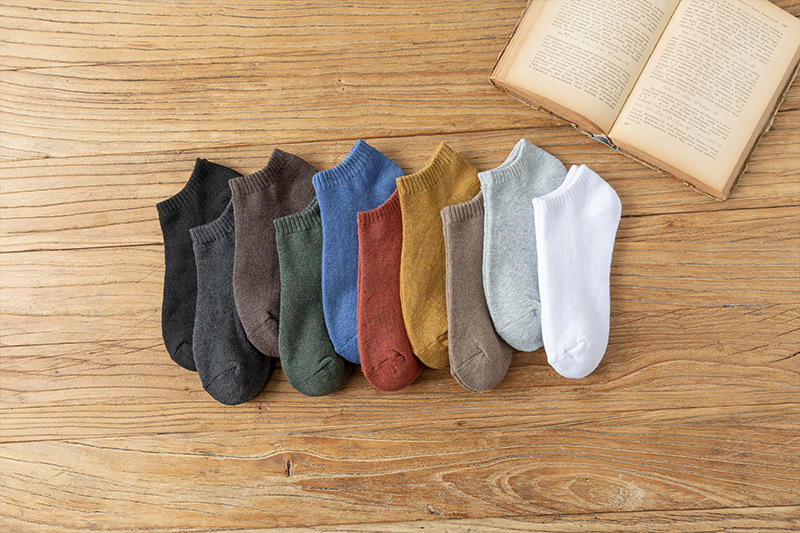 Calzini invisibili autunnali e invernali da donna, calzini in cotone, suole in spugna spessa, tinta unita, calzini invisibili da barca, studenti, calzini casual bassi_voghion.com
