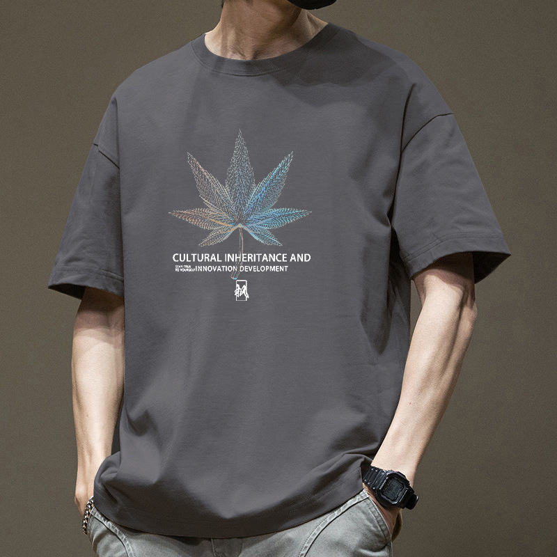 Short-sleeved Men's Summer 100 Cotton Heavy T-shirt Fashionable Brand 2025 New Loose American Niche Top