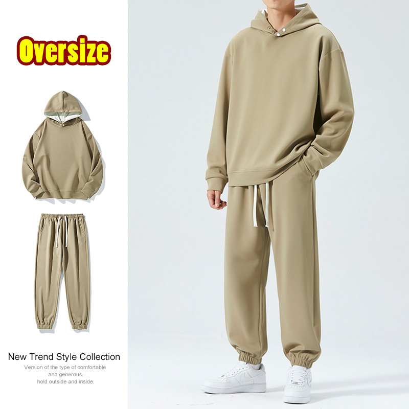 Otoño nuevo traje deportivo para hombres y mujeres suéter con capucha de la pareja pantalones de chándal suéter suelto ropa de hombre casual de dos piezas