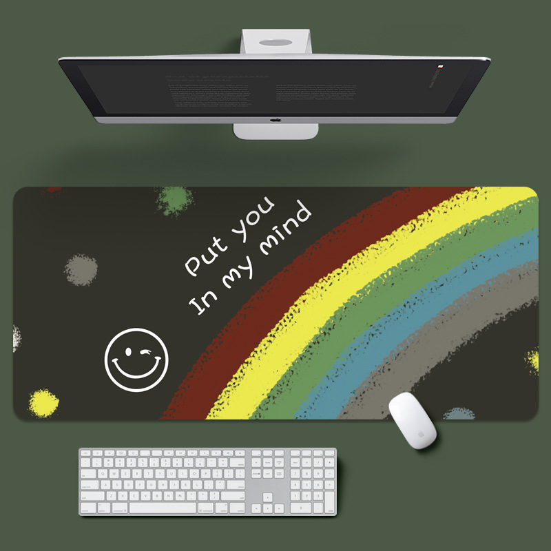 Original Smiley cara de gran tamaño alfombrilla de ratón Borde de bloqueo juego de oficina de dibujos animados teclado almohadilla de ordenador almohadilla de escritorio grande e-sports