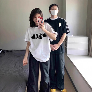Summer Pure Cotton Short-Sleeved T-Shirt Couple Wear Lazy Style Loose Niche Design Tops for Men and Women Student Trendy Class Uniforms