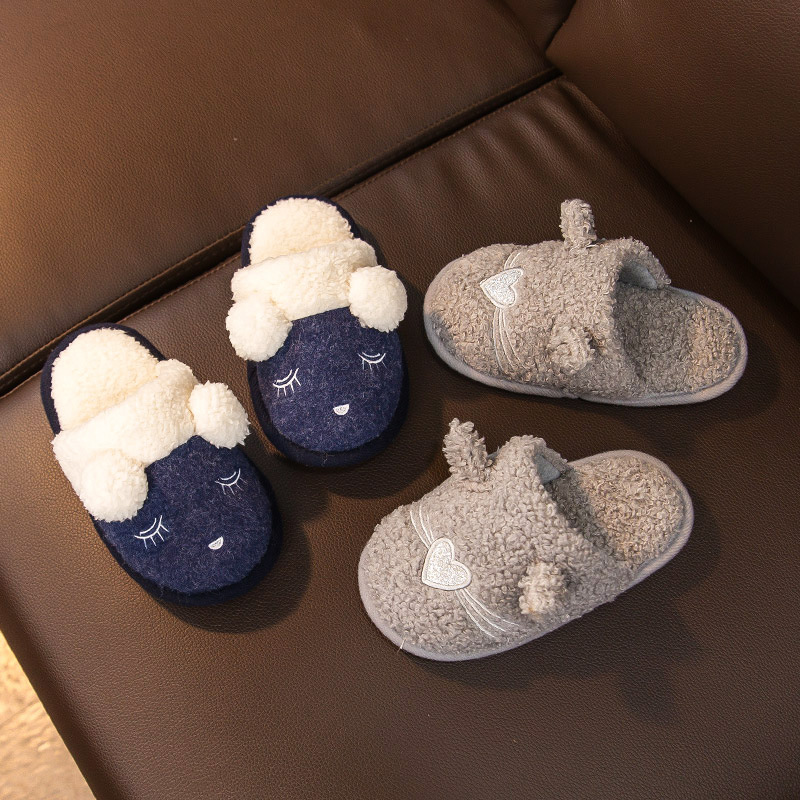 [In-Stock Physical Store Samples] Household Cotton Slippers, Parent-Child Style, Children's Furry Shoes, Home Cartoon Slippers