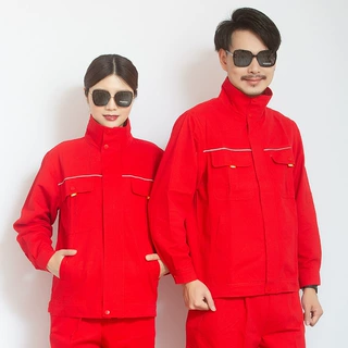定制春秋全棉长袖工作服套装透气吸汗耐脏工地工程劳保服车间工装