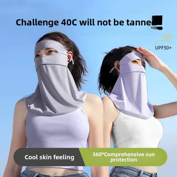 Sunscreen Mask Driving Ice Silk Mask Breathable Sunshade Face Summer Riding Face Mask UV Protection Full Face Gini
