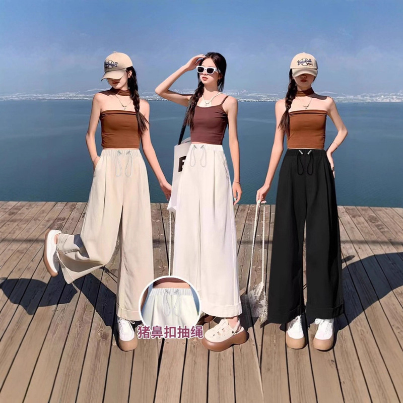 Maternity Wide-Leg Pants Spring Thin Loose Plus-Size Petite Cropped Pants Casual Drawstring Straight Pants 1539 Maternity Wide-Leg Pants Spring Thin Loose Plus-Size Petite Cropped Pants Casual Drawstring Straight Pants 1539