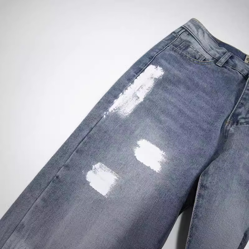 Europa y América de la calle Internet celebridad mismo estilo los hombres y las mujeres lavados pantalones vaqueros marca moda