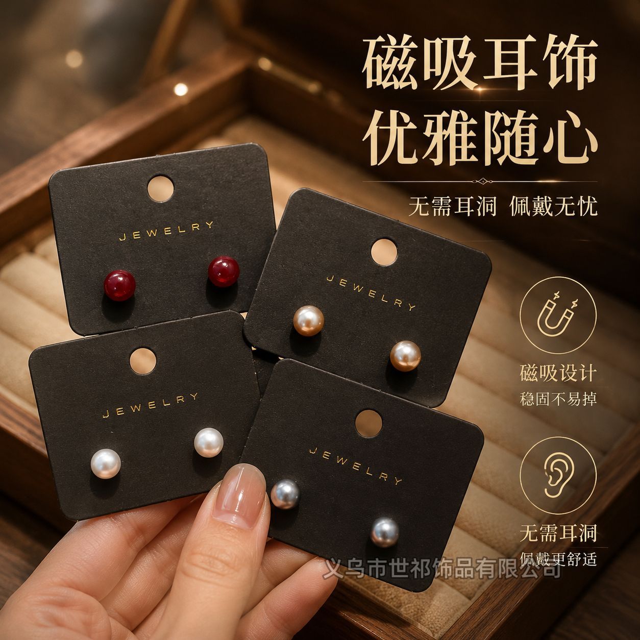 Brand ear clips from pearl, universal earrings
