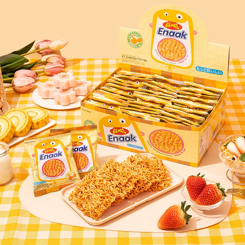 Индонезия импортирует цыплят Gemez, сушеная хрустящая лапша 14 г воздушная еда, закуски, закуски, общежитие офиса с лапшой