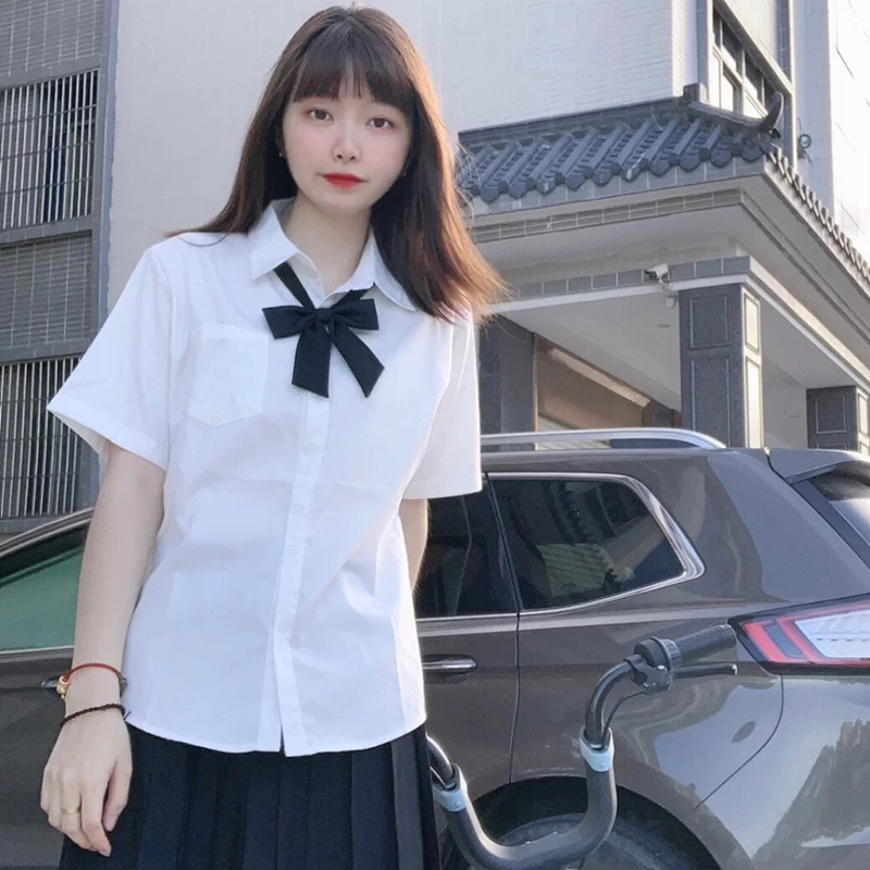 White Shirt Shimizu No.1 Middle School Shirt Women's Short-sleeved Student Jk Uniform College Style School Uniform plus size Long-sleeved White Shirt