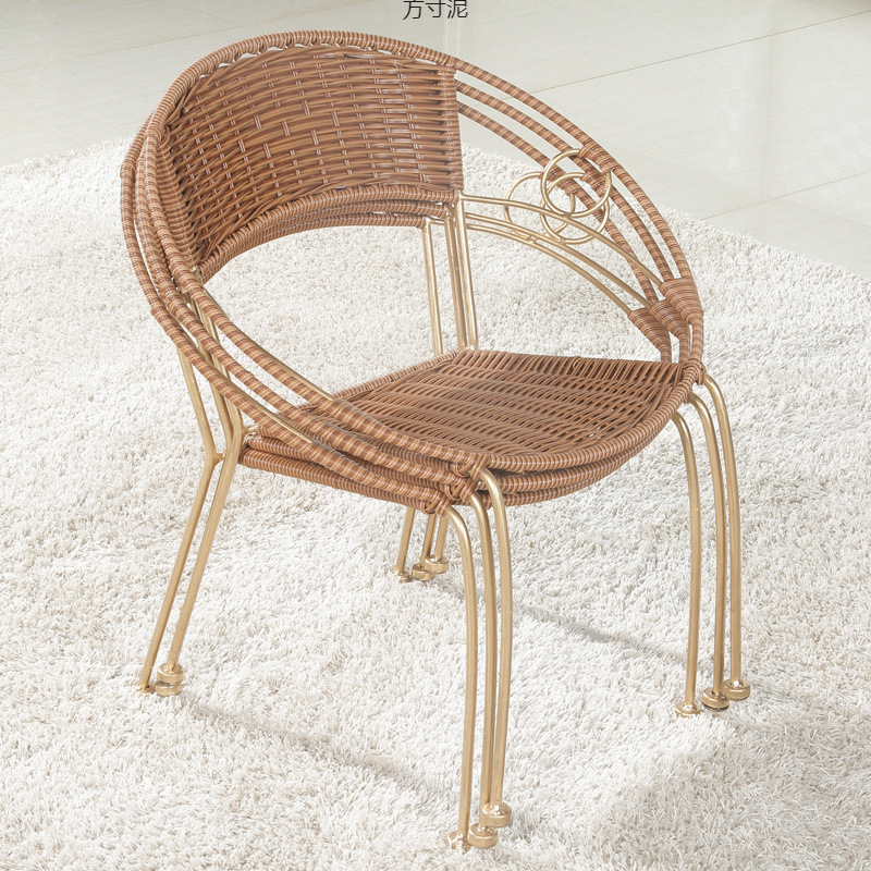 Rattan Chair Leisure Household Small Rattan Chair Back Chair Adult Elderly Indoor Balcony Outdoor Table and Chair Factory Cross-Border Wholesale