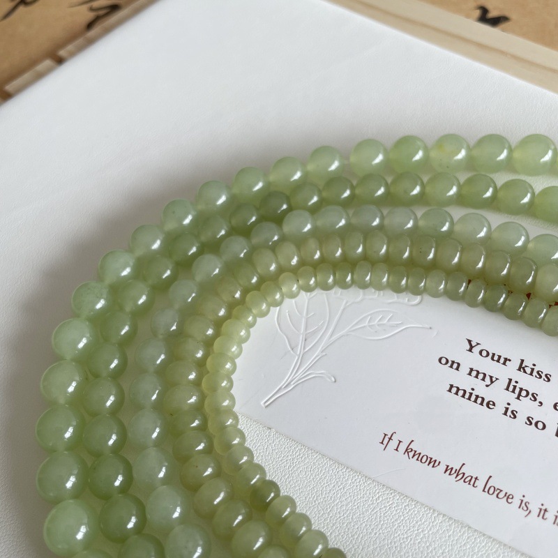 晴水玉石散珠石英岩玉青提奶盖diy圆珠饰品配件散珠批发隔珠单圈