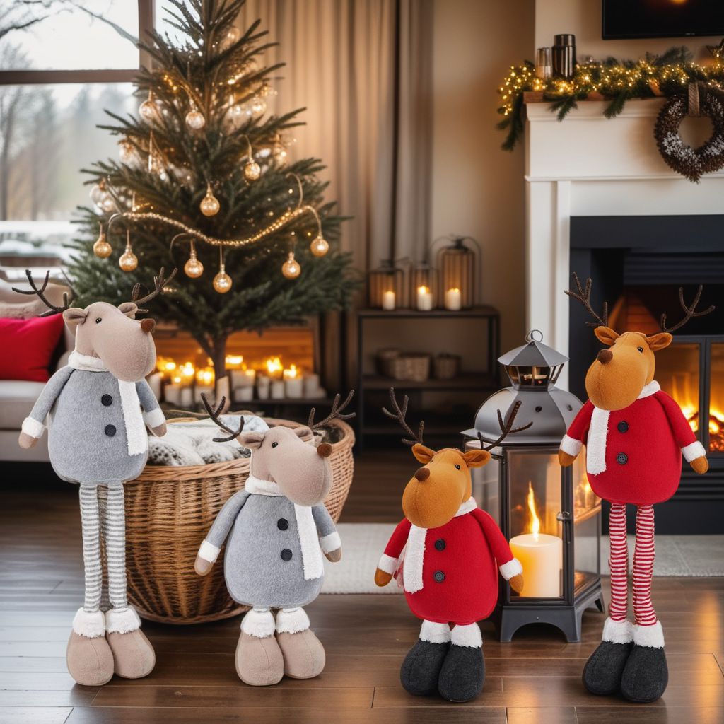 Transfronteriza nueva Navidad muñeca ciervo retráctil regalo de Navidad adornos de decoración de Navidad
