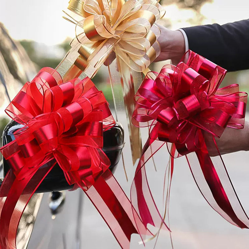 結婚汽車蝴蝶結絲帶婚車拉花絲帶車隊裝飾婚房樓梯扶手布置手拉花