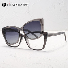 新复古猫眼高级感太阳镜女时尚墨镜男潮外贸批发欧美偏光磁吸套镜