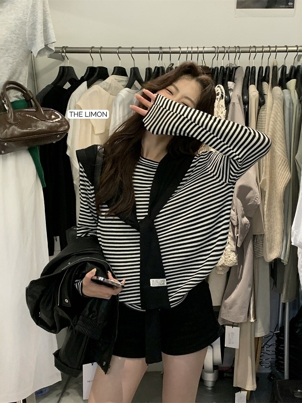 2025毛衣女秋冬新款韩系宽松休闲条纹针织衫简约百搭披肩套装上衣|undefined