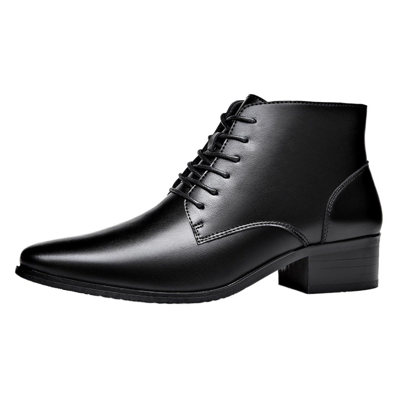 Зимние мужские ботинки челси из натуральной кожи, модные ботинки на шнуровке с острым носком и флисовой подкладкой, модные ботинки Martin в римском стиле на высоком каблуке
