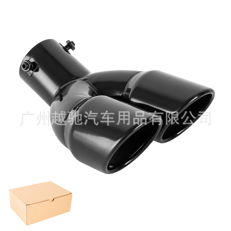 Tubo de escape de doble tubo modificado del automóvil uno fuera dos silenciador de garganta trasera decorativo tipo engrosado universal tubo de cola de garganta trasera de doble salida