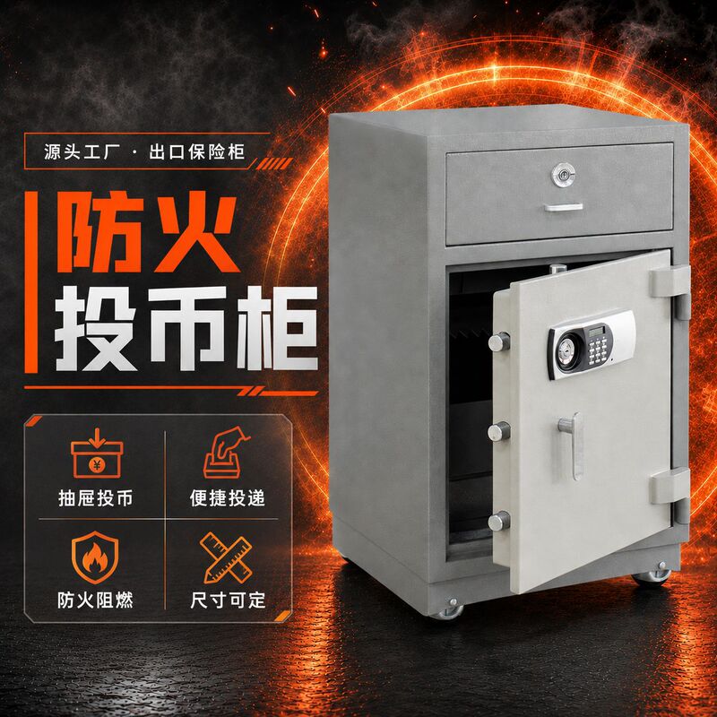 Customized coin-operated fireproof safe, commercial cash register deposit box, anti-theft electronic password cash register safe
