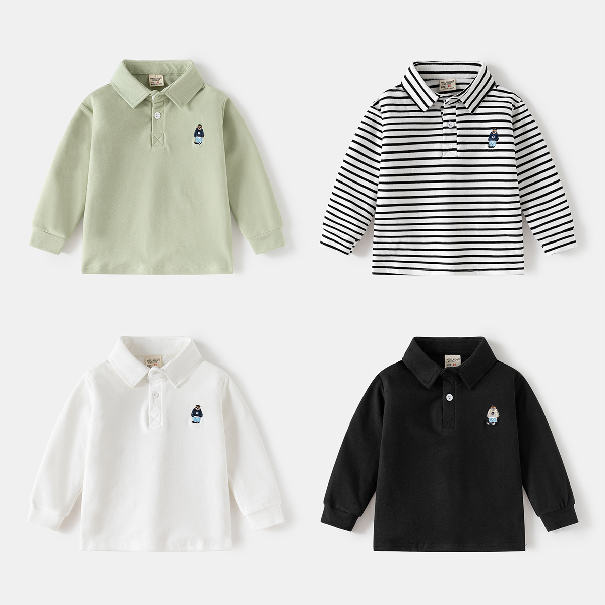 Children's Polo Shirt New Autum Boys' Lapel Thickeneded Long-Sleeved T-Shirt Korean Style Baby Tops Trendy Kidsren's Clothing Wholesale